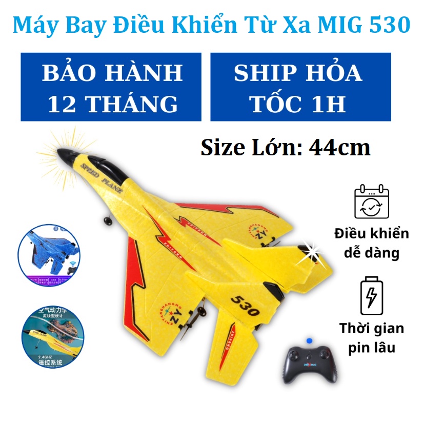 Máy Bay Điều Khiển Từ Xa, ZY 530 Pro Size 44cm, Chống Va Đập, Chống Nước - Cánh Chất Liệu ABS Uốn Dẻo Siêu Bền - BH 24T