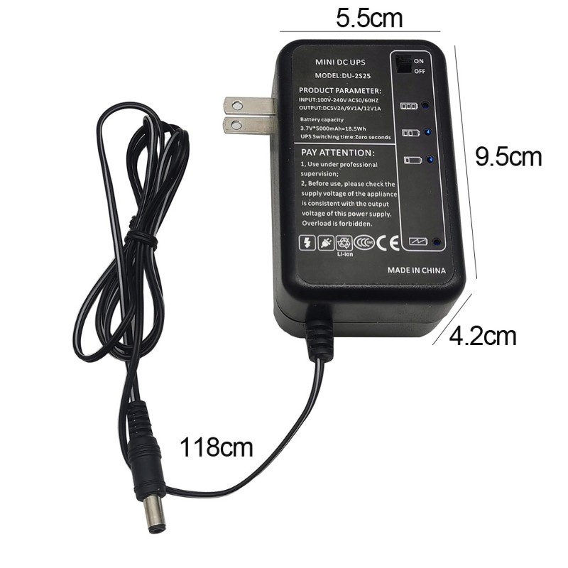 Rechargeable 5000mAh 5V 9V 12V DC Output UPS Battery Pack for WiFi Router LED