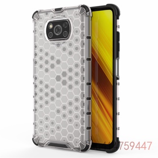 Ốp Điện Thoại Silicon NFC Họa Tiết Tổ Ong Bảo Vệ Bốn Góc Màu Trong Suốt Cho xiaomi POCO X3 NFC xiaomi mi X3