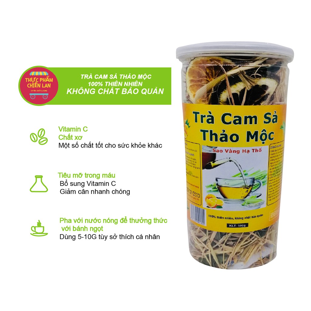 Trà Cam Sả Thảo mộc 100% TỰ NHIÊN🍃 ĐẸP DA, THANH LỌC CƠ THỂ, NGỦ NGON 🍃 (100g)-HÀNG LOẠI 1