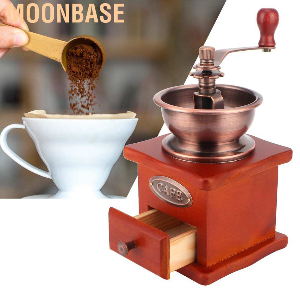Moonbase Mini Vintage Hand-Cranked Coffee Bean Mill Manual Grinder for Household Use
