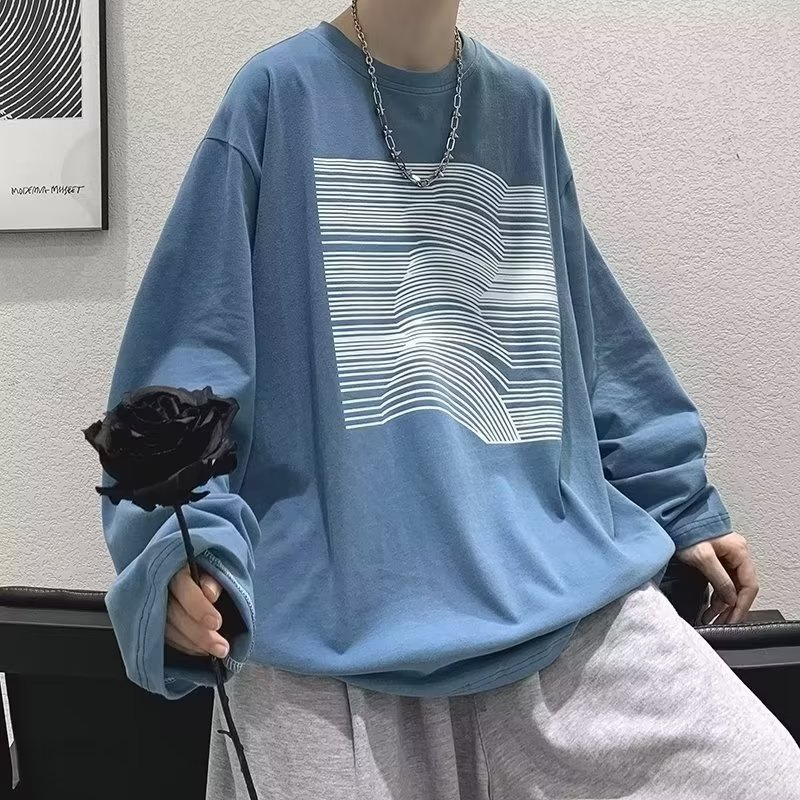 Áo Thun Tay Dài Dáng Rộng In Chữ Phong Cách Hip Hop Đường Phố Hàn Quốc Thời Trang Cho Nam size M-5XL