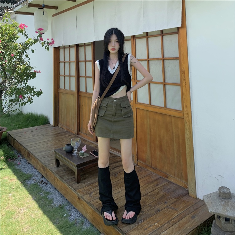 Chân váy jean Chữ A Lưng Cao Thời Trang Hàn Quốc