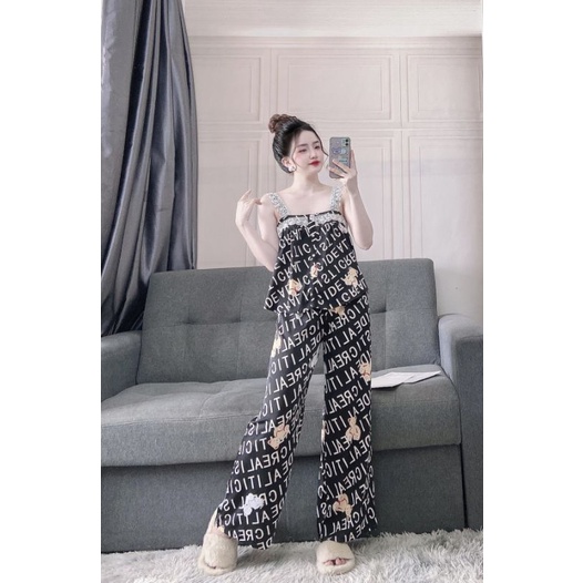 Bộ lụa hai dây hoạ tiết xinh xắn | BigBuy360 - bigbuy360.vn