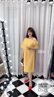 Bigsize Đầm suông lệch vai D145