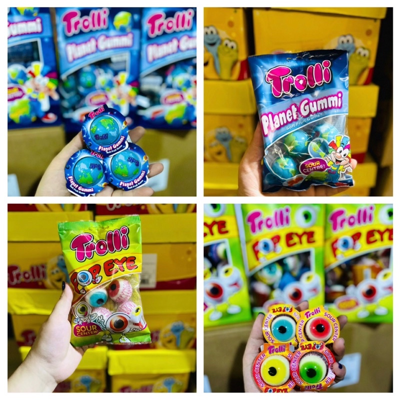 Kẹo dẻo Trolli Pop eye con mắt/ Planet Gummi/ Pizza Trolli