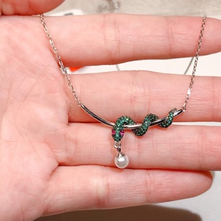Set dây chuyền bạc mặt rắn xanh