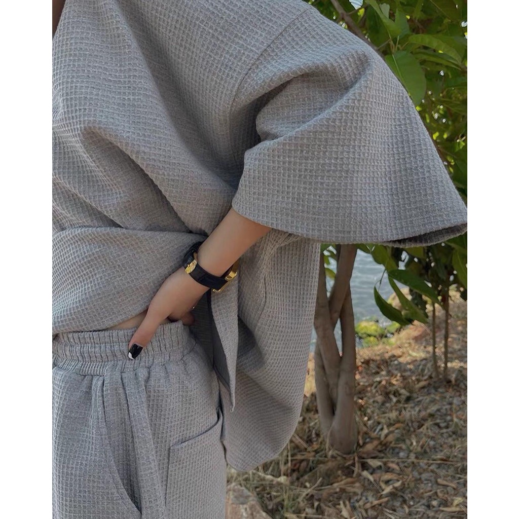 Set bộ áo thun quần đùi nam nữ polo trơn basic chất xốp tổ ong mềm mát form suông rộng phong cách Hàn Quốc unisex MStore