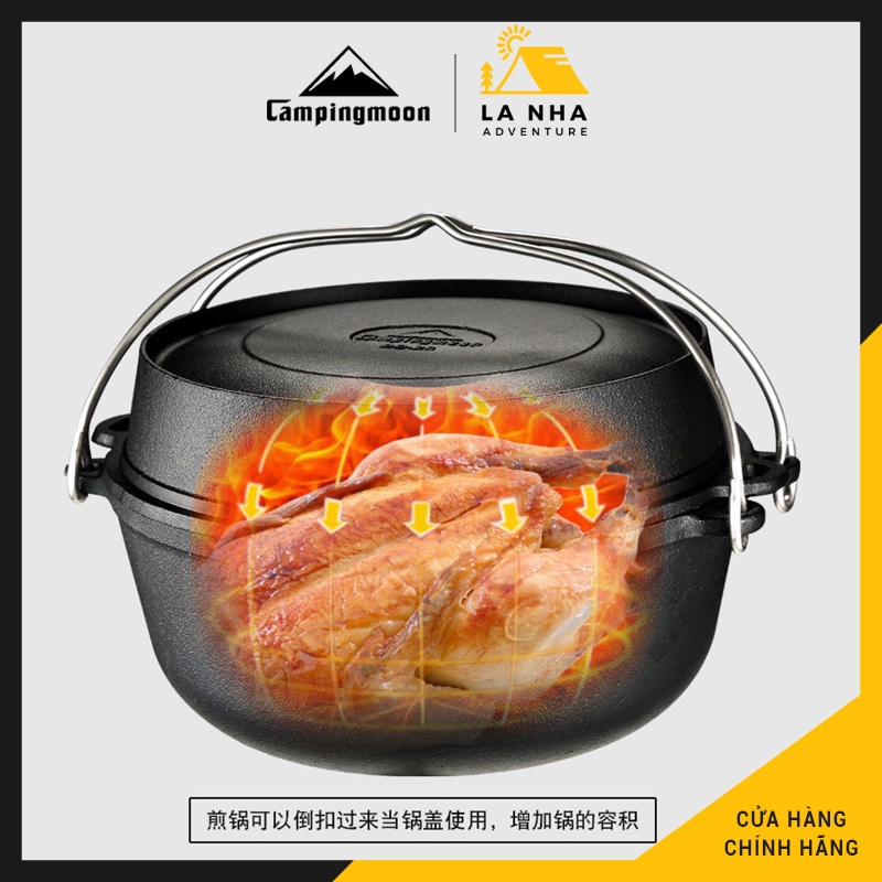 Nồi gang Campingmoon DO-28 Nhật Bản Chính hãng Là Nhà, dùng đi cắm trại, dã ngoại, đa năng