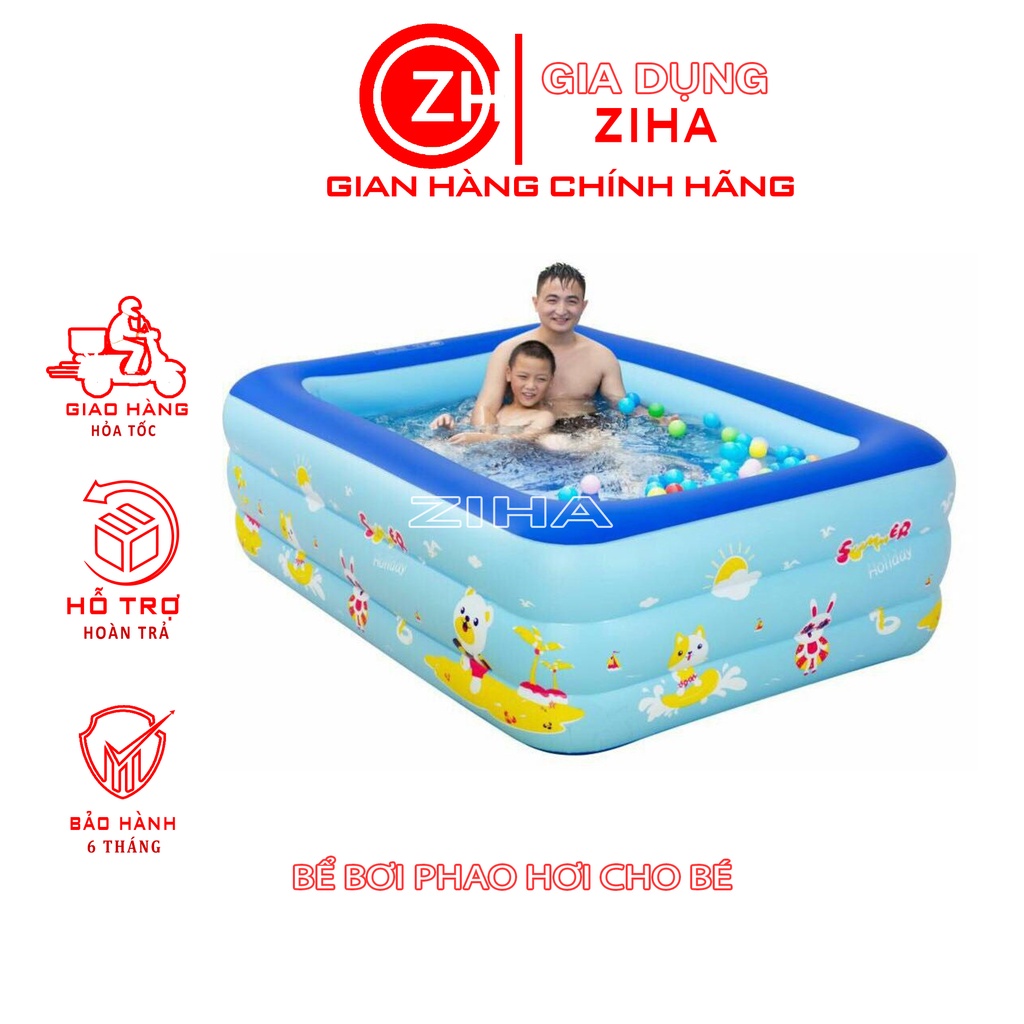 Bể Bơi Phao, Bể Bơi Cho Bé 2-3 Tầng Hình Chữ Nhật Cho Bé Chơi Tại Nhà Vào Mùa Hè Nóng Bức