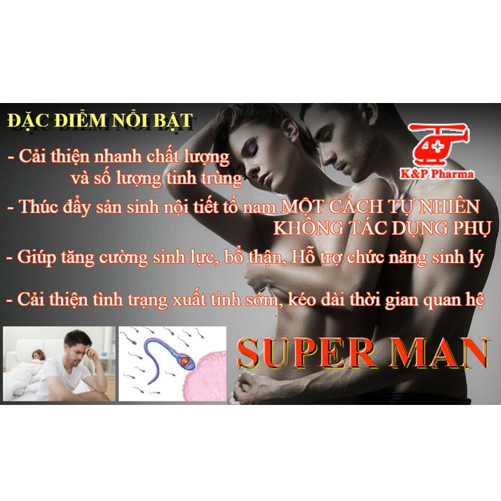 ✅ [CHÍNH HÃNG] Super-Man 1H G&P France – Bổ thận tráng dương, tăng cường sinh lý, hormone nam, ngừa mãn dục Superman 1h