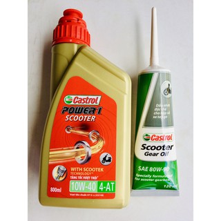 combo nhớt castrol power 1 xe tay ga, 1 nhớt hộp số castrol