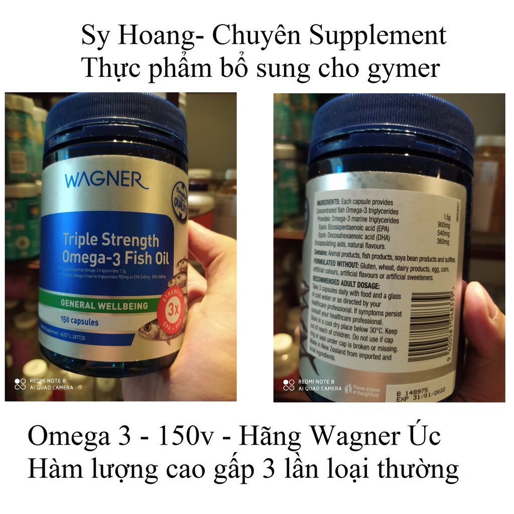 Dầu Cá Fish Oil Omega3 - hàm lượng cao gấp 3 loại thường - Hộp 150 Viên Của WAGNER Úc (Hạn Sử Dụng 2025)