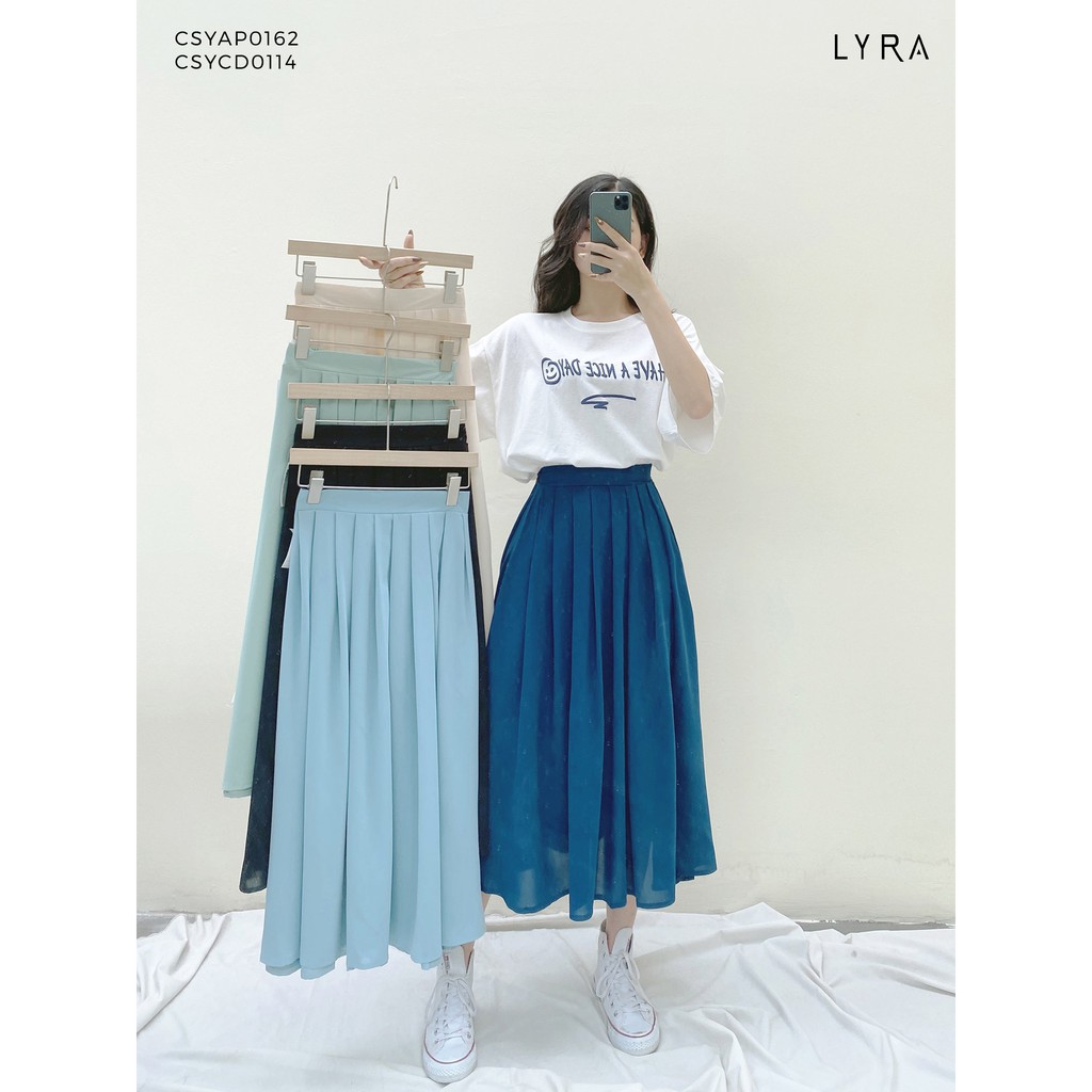 Chân váy xếp ly by LYRA, dáng dài cạp chun sau nhẹ nhàng nữ tính-CSYCD0114
