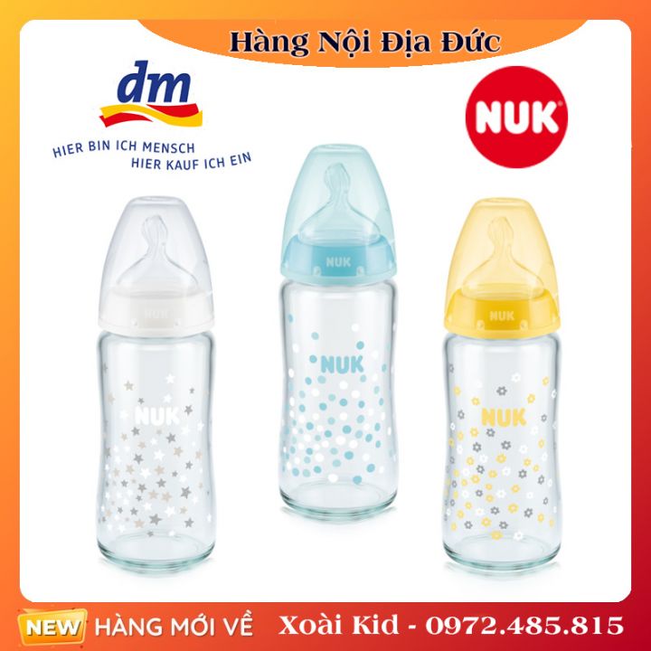Bình sữa NUK thủy tinh 240ml của Đức