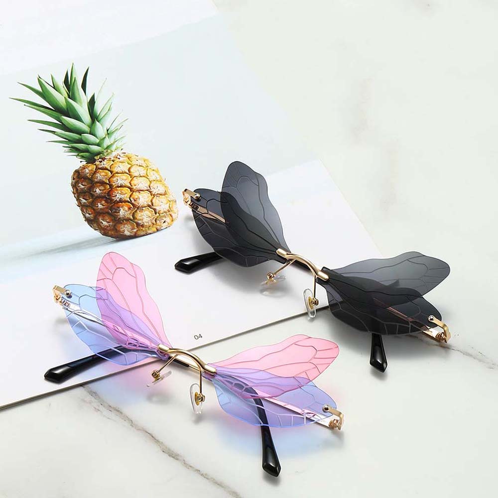 Kính mắt không gọng hình cánh chuồn chuồn trong suốt cá tính cổ điển cho nữ
