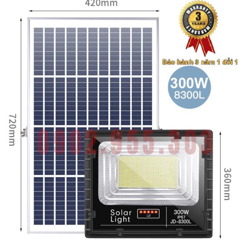 Đèn Năng Lượng Mặt Trời Vĩnh Cát Solar JD-8300L Công Suất 300W - chính hãng, Khung Nhôm, Chip Led "S