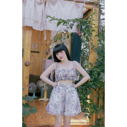 Set bộ áo hai dây hoa kèm quần short