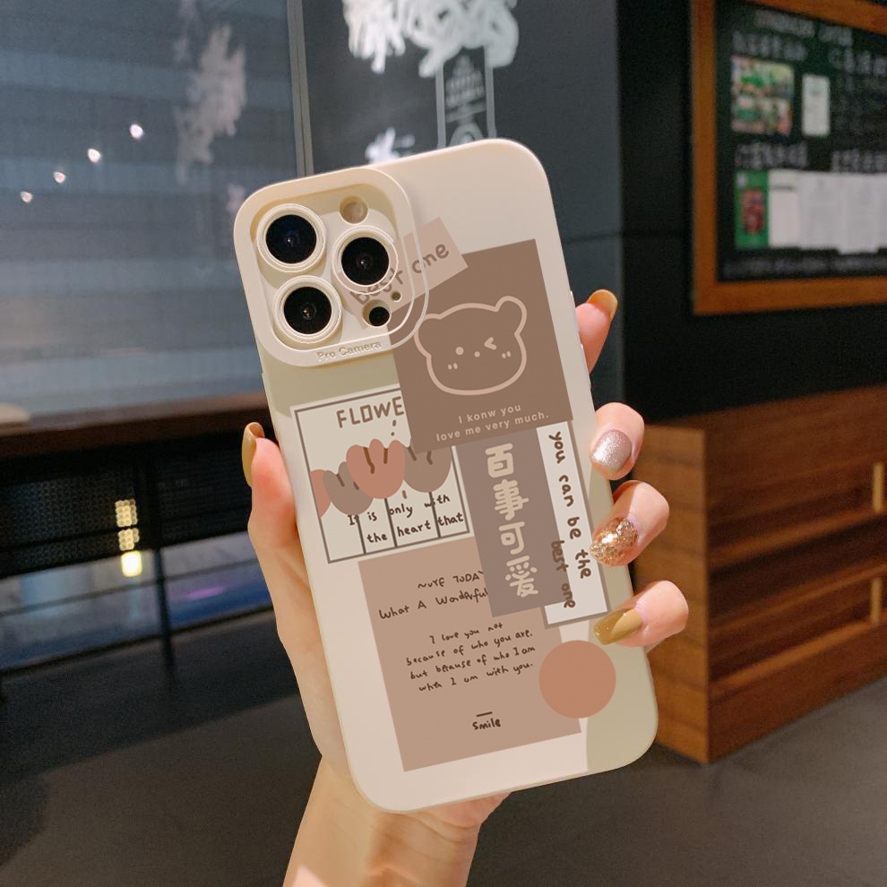 Ốp Điện Thoại Góc Vuông In Hình Gấu Đáng Yêu Cho Xiaomi Redmi Note 11 Pro 5G 11S 10 Pro 4G 10S Redmi 10C 9C A1