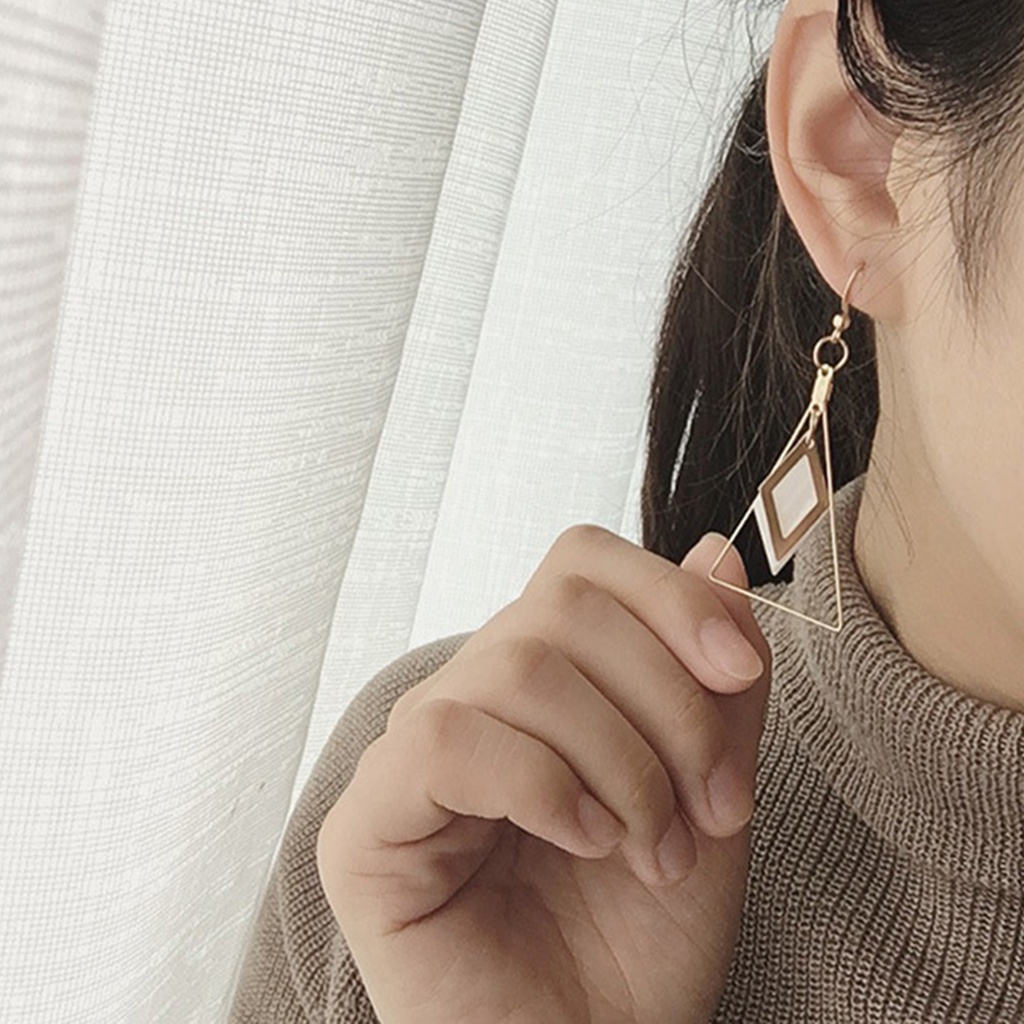 Đôi bông tai họa tiết hình học dáng rơi thời trang cho nữ