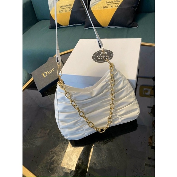 Túi kẹp nách đeo vai, túi đeo chéo nữ phối xích  đẹp da gấp đi chơi phong cách hàn quốc