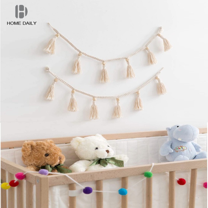 Dây Treo Tường Trang Trí Phối Tua Rua Phong Cách Bohemian Độc Đáo