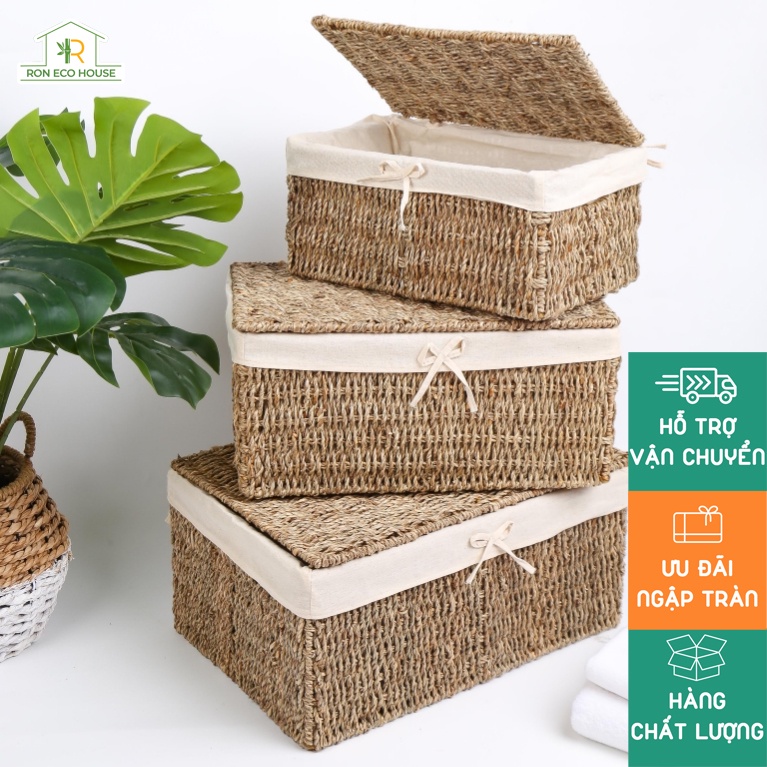 Khay Cói Đựng Đồ Có Nắp Tặng Kèm Vải Lót - THE GREENMART VIETNAM