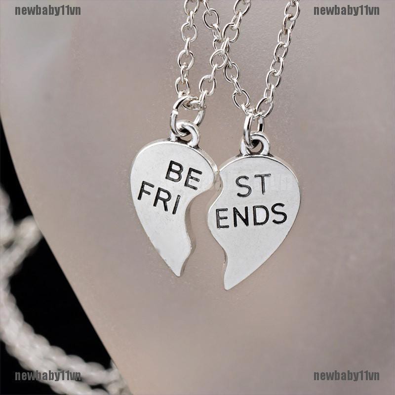 Vòng cổ Tình Bạn Mặt Trái Tim Ghép Đôi Khắc Chữ Best Friend