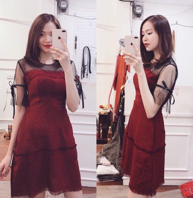 Đầm Bố tầng tua rua (có 3 màu, kèm hình thật)