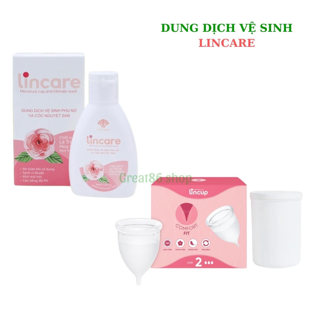 Dung dich vệ sinh phụ nữ great86 dung dịch vệ sinh cốc nguyệt san Lincare 50ml chiết xuất từ thiên nhiên