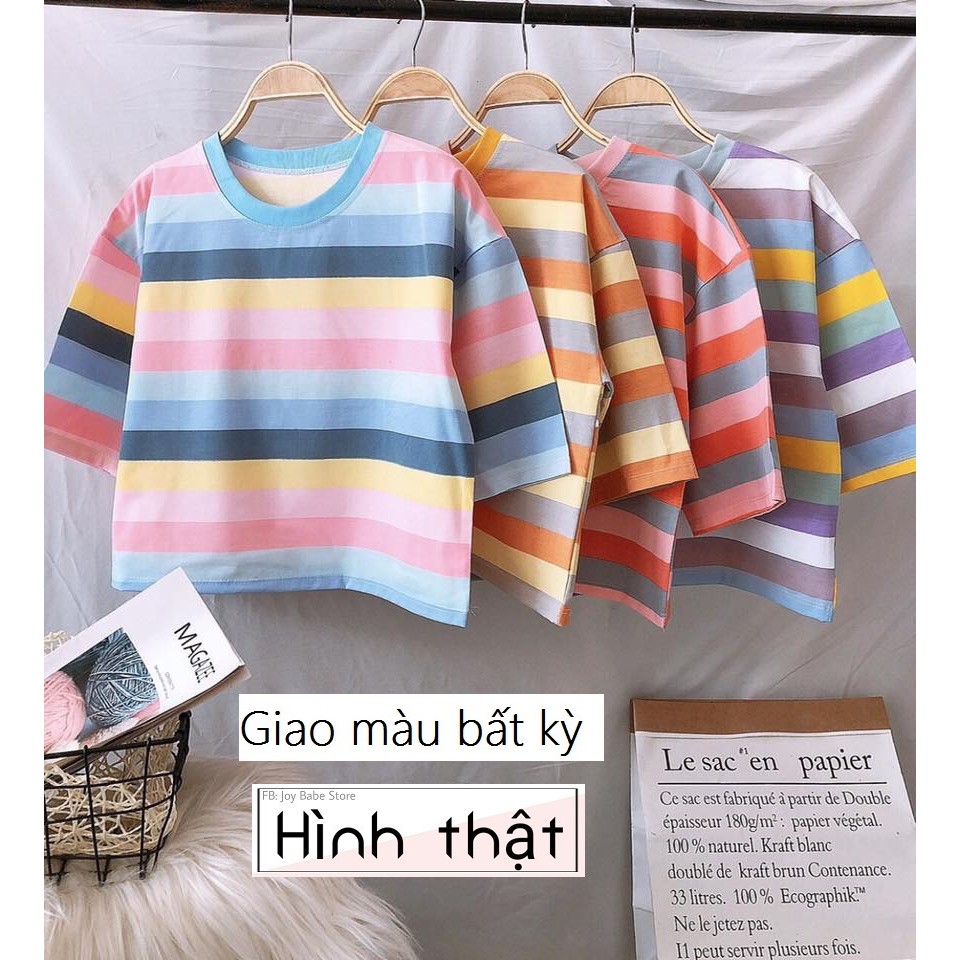 ÁO THUN CROPTOP RAINBOW FORM RỘNG TAY LỠ ULZZANG - ÁO NHÓM CROP NGẮN TAY SỌC NGANG CẦU VỒNG 27 | BigBuy360 - bigbuy360.vn