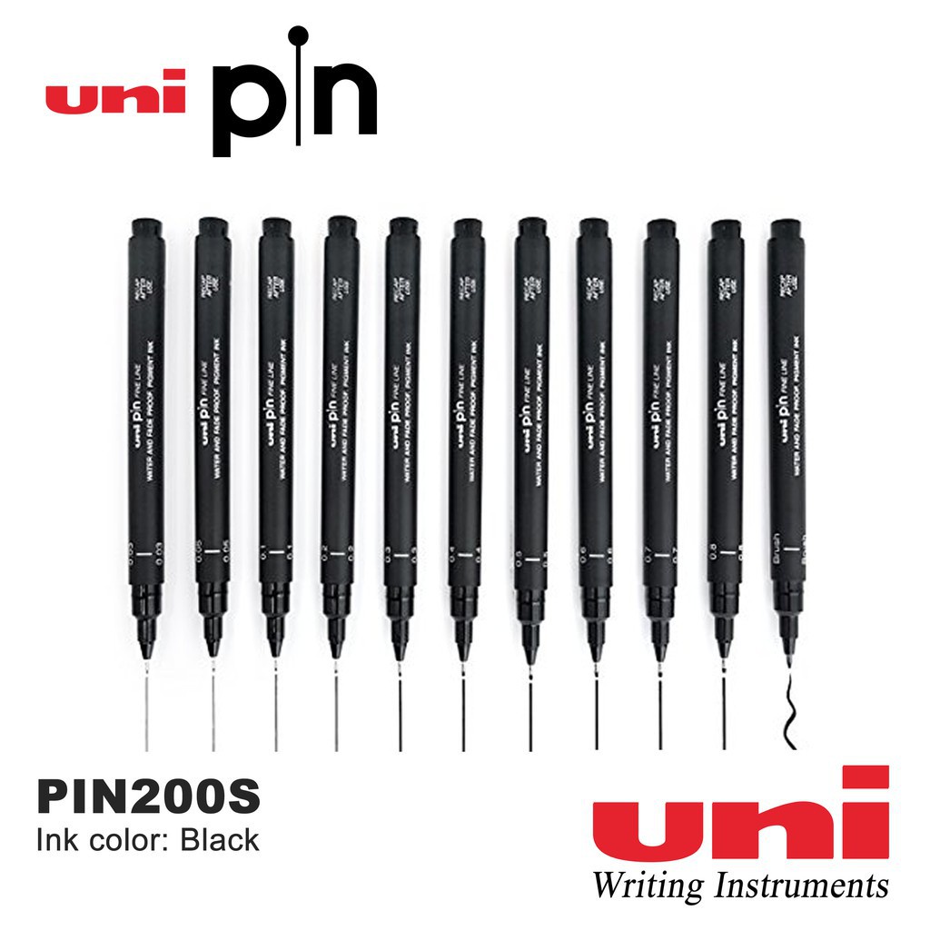 Bút Vẽ Kỹ Thuật Đi Nét Uni Pin 200 Các Size 0.05-1.2 (Bút Kim Số Kháng Nước)