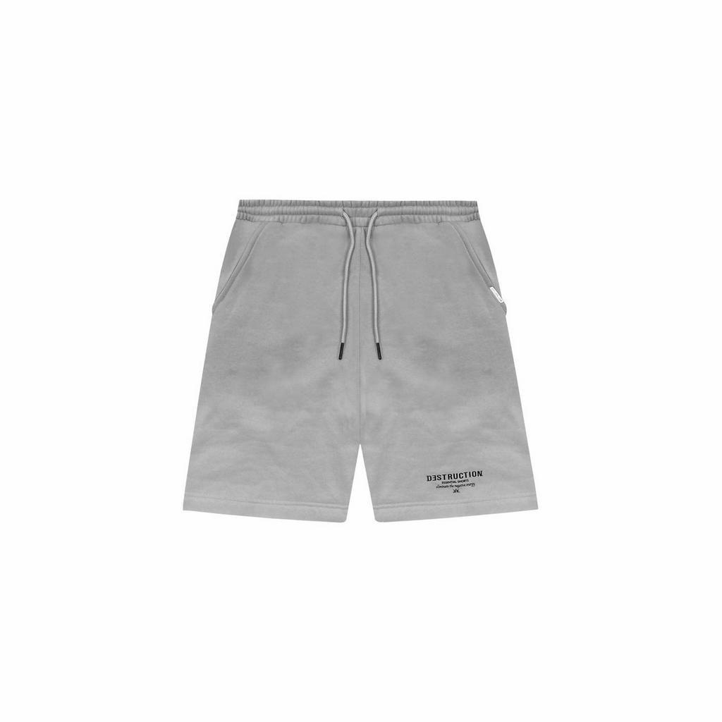 Quần short nỉ ngang gối, quần đùi local brand Destruction form rộng unisex basic