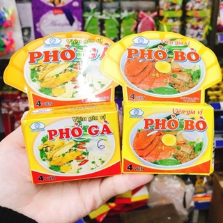 1 Vỉ 12 Hộp × 4 Viên Gia Vị Phở Bò - Gà Hiệu PHADAFOOD