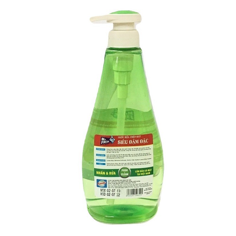 Nước rửa chén bát đậm đặc Mr. Fresh Hàn Quốc 800ml - Có van nhấn rất tiết kiệm