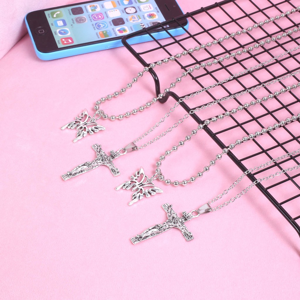 Dây Chuyền Kim Loại Mặt Hình Chúa Jesus Và Thánh Giá / Bướm | BigBuy360 - bigbuy360.vn