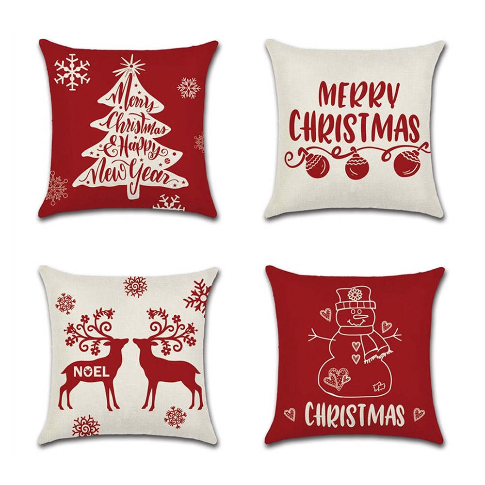 Vỏ gối vuông sofa, vỏ gối tựa lưng kích thước 45*45cm phong cách Bắc Âu, Noel giáng sinh