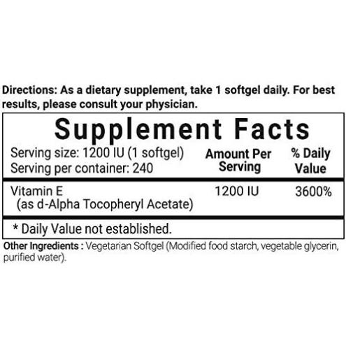 Viên Vitamins E 1200iu Hàm Lượng Cao Micro ingredients Vitamin E 1200 Iu Chống Oxy Hóa Đẹp Da Chống Lão Hóa 240 Viên