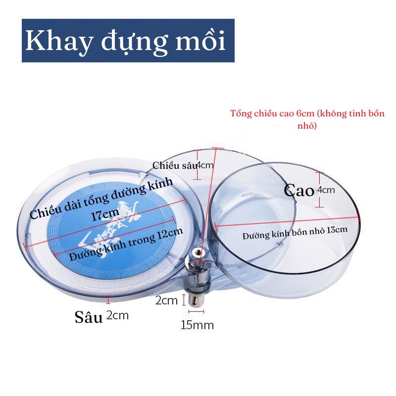 Khay Đựng Mồi Trộn Mồi 3 Tầng Trong Suốt Cao Cấp , Cấu Trúc 3 Tầng Đa Năng