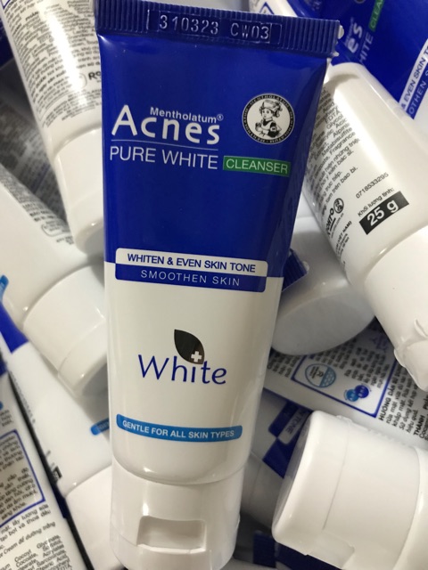 Kem rửa mặt ngăn ngừa mụn Acnes Creamy wash 25g-dưỡng trắng Pure white Cleaner-se khít lỗ chân lông Baby mud-vitamin 25g