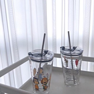 Cốc thuỷ tinh chia ML kèm ống hút