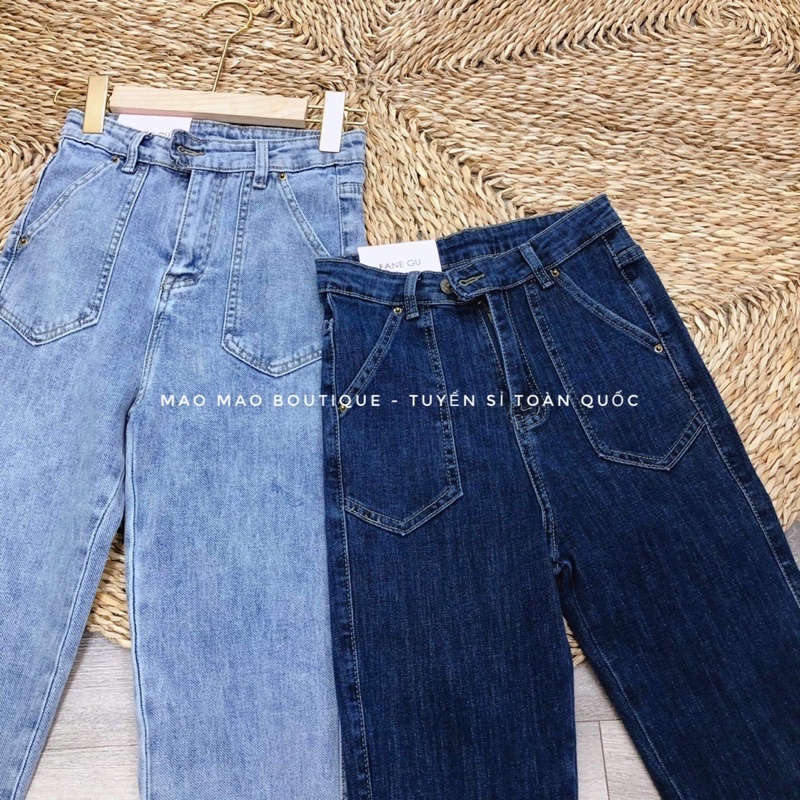 Quần bò 3529 dáng xuông 2 túi trước 2 màu mác Fargu hàng Quảng Châu Lyn Closet