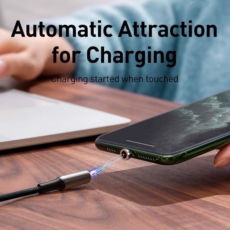 Cáp sạc hít nam châm Baseus Zinc Magnetic Cable Kit 3in1 gồm 3 đầu M+L+C hỗ trợ sạc nhanh 2A/1.5A dài 1m/2m