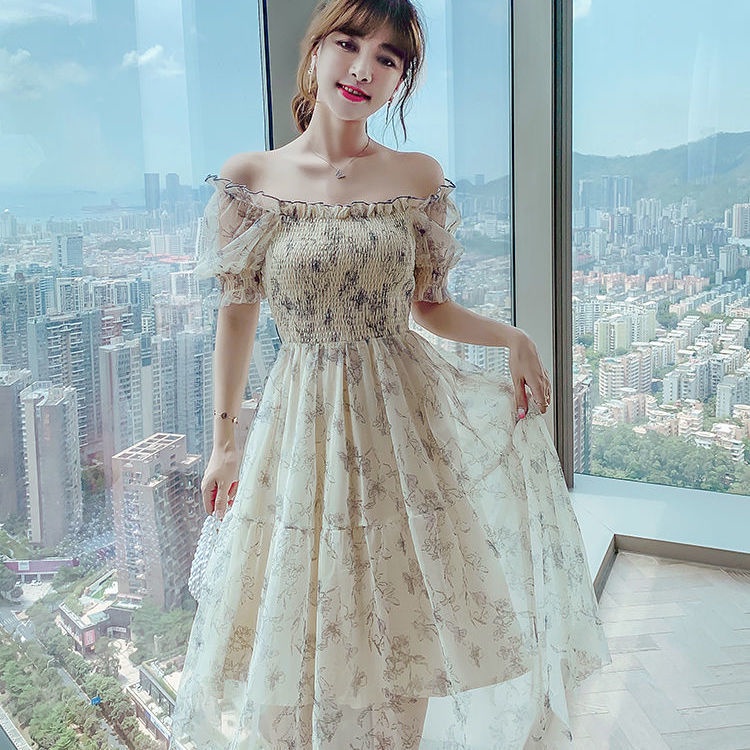 French floral dress women's summer dress 2022 new fashion summer temperament thin chiffon fairy long skirt
