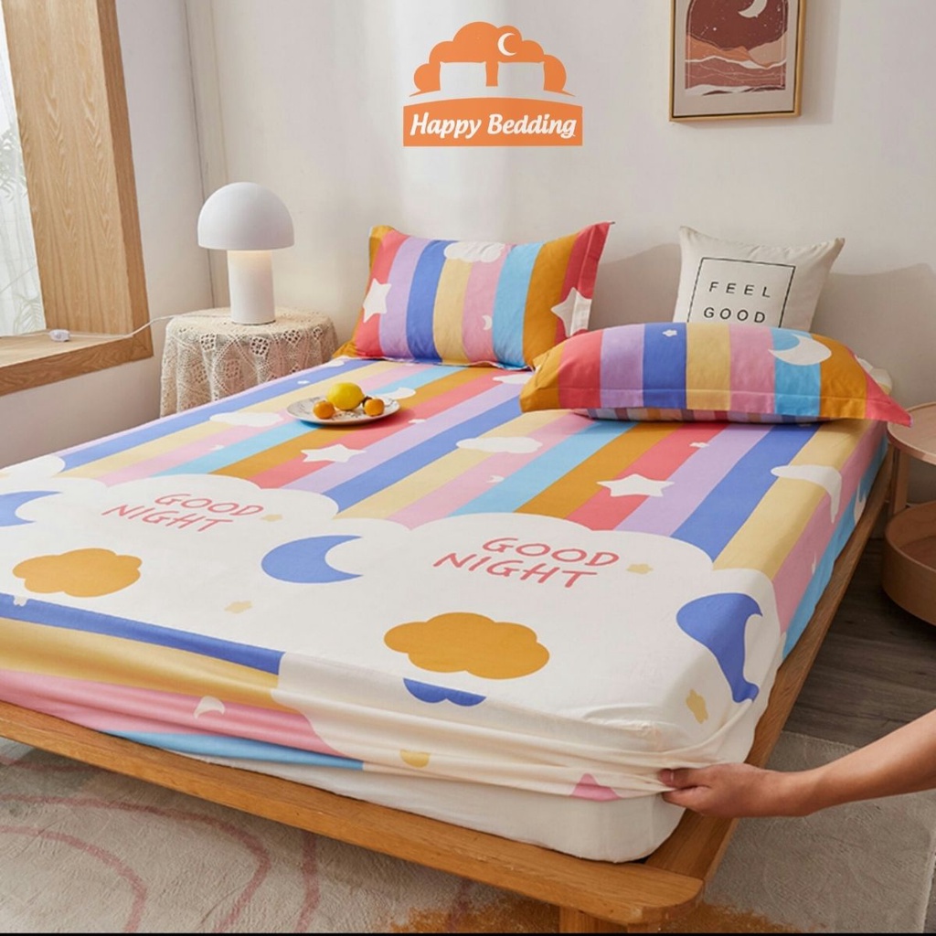 Ga giường, drap nệm kí túc xá cotton poly ga trải giường, ga nệm bốn mùa nhiều họa tiết Happy Home