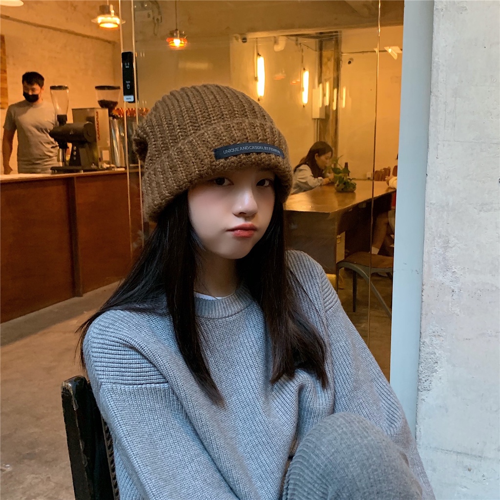 Mũ Len Đan Trùm Đầu Thời Trang Thu Đông Sành Điệu Cho Nữ