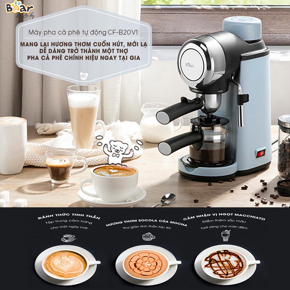 Máy Pha Cà Phê Espresso đánh kem tự động thưởng thức nhiều loại cafe khác nhau Bear KFJ-A02N1- HiMect