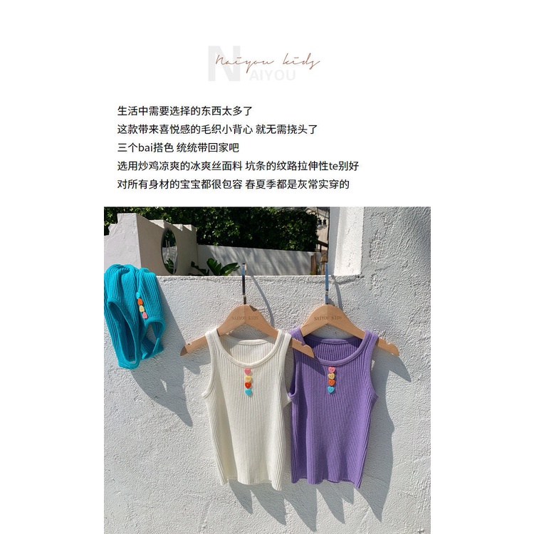 Áo Hai Dây Màu Trơn Thời Trang Xuân Hè Dễ Phối Đồ Cho Bé Gái