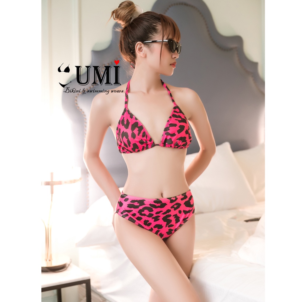 BIKINI 2 MẢNH TAM GIÁC DA BEO NÂU - HỒNG BIKINISTORE