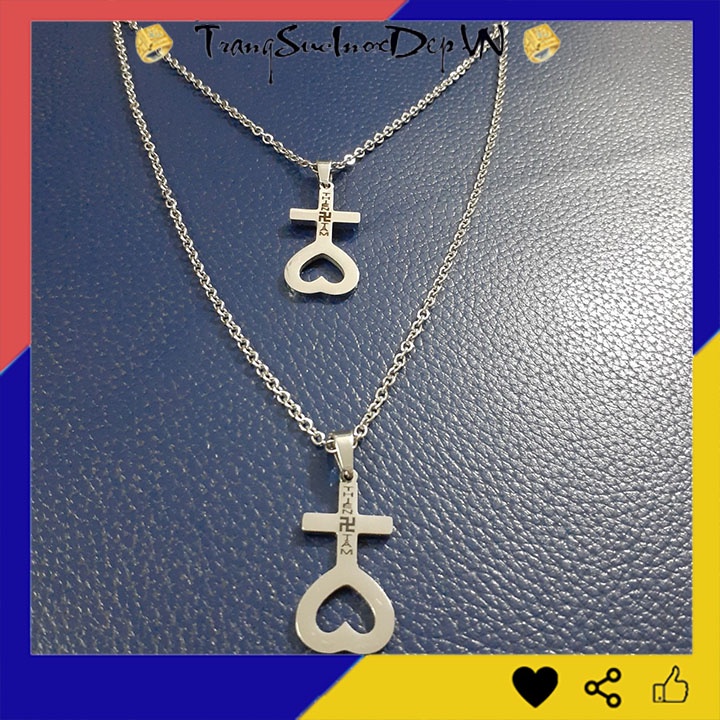 Dây chuyền inox thiên tâm 2 tầng sáng đẹp, không đen đem lại bình an may mắn cho người đeo - Có size nam và size nữ